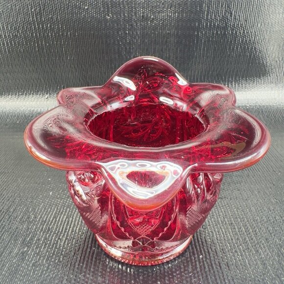 LE Smith Amberina Cadmium UV Glowing Glass Vase Bowl Jack In Pulpit Glass VTG - Picture 13 of 16